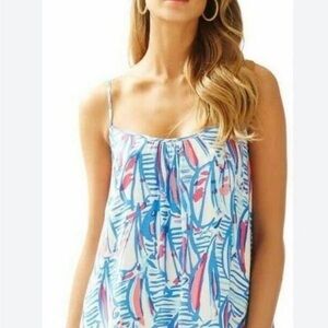 Lilly Pulitzer Large Daphne Red Right Return Sailboat Nautical Swing Dress Pink
